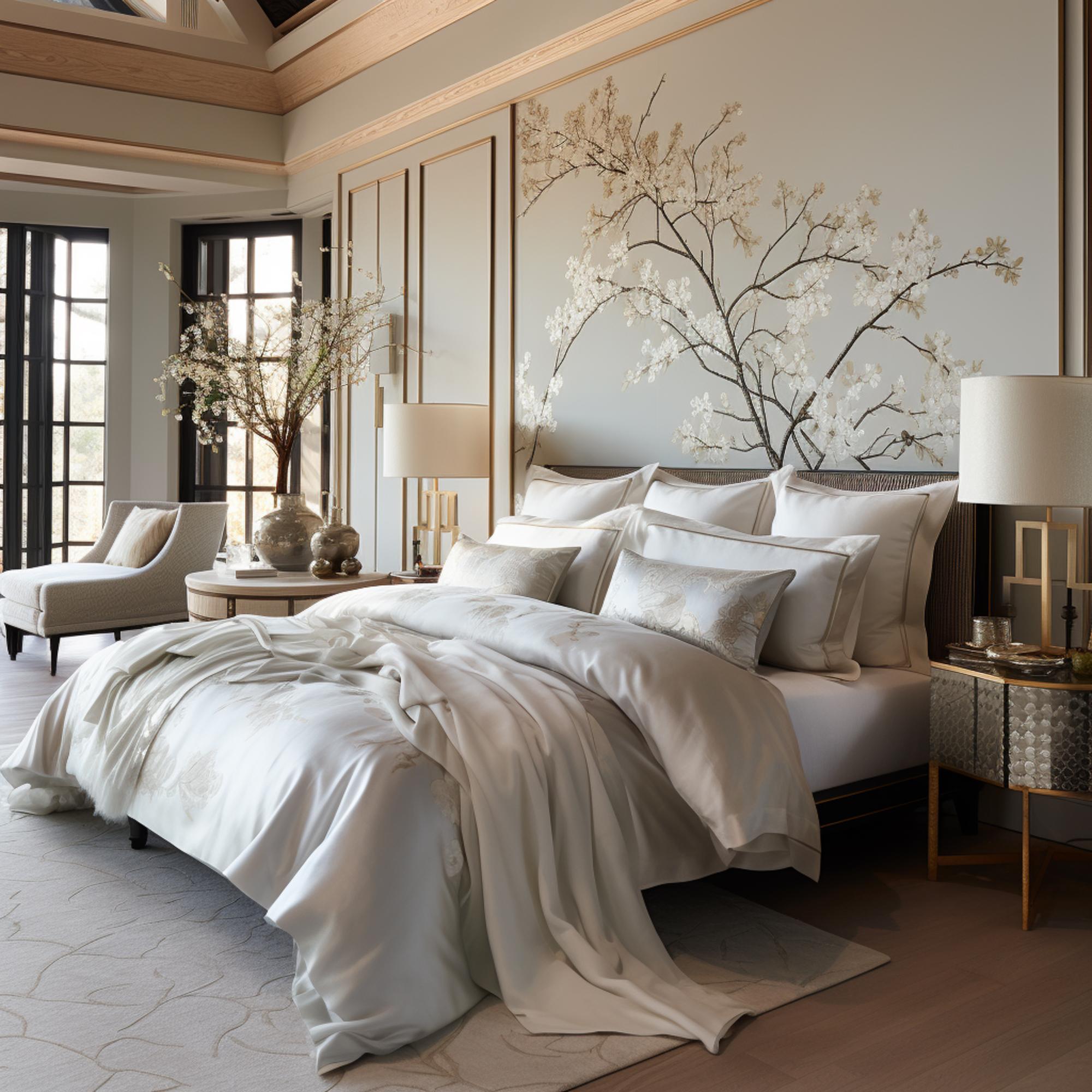 Dormitor elegant, textile naturale